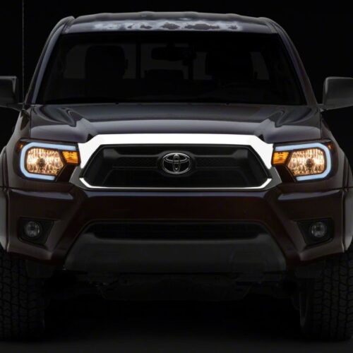 Raxiom for 2012-2015 Toyota Tacoma Axial Series Headlights w/ LED Bar- Black Housing (Clear Lens) - Image 8