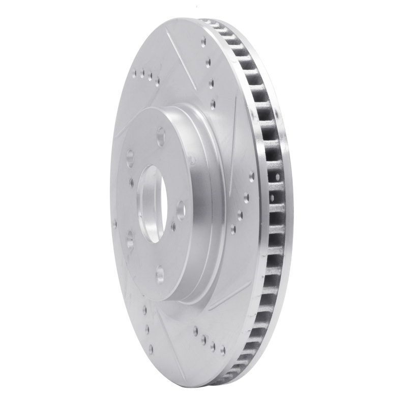 R1 Concepts for 2022-2023 Genesis G70 Front Right Drilled & Slotted Silver Brake Rotor - Image 3