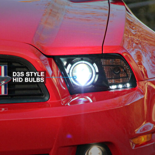 Raxiom for 2013-2014 Ford Mustang w/ Factory HIDLED Halo Projector Headlights- Black Housing (Smoked Lens) - Image 6