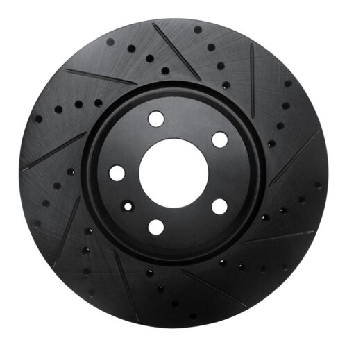 R1 Concepts for 2011-2017 Audi A4 (USA/Canada) Front Right Drilled & Slotted Black Brake Rotor