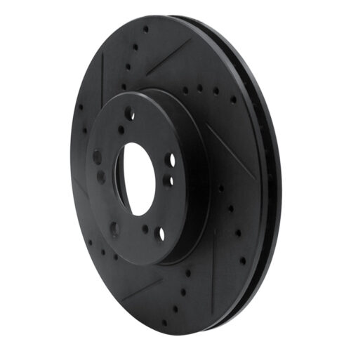 Alternative view of R1 Concepts for 06-15 Honda Civic Front Left Drilled & Slotted Black Brake Rotor