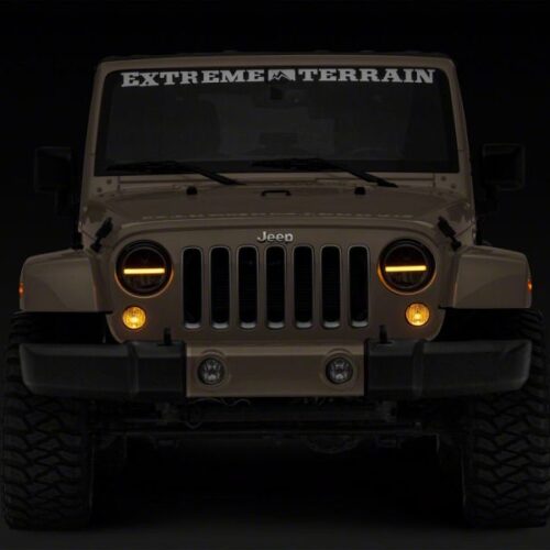 Raxiom for 1997-2018 Jeep Wrangler TJ & JK Axial 7-In LED Headlights w/ DRL - Black Housing (Clear Lens) - Image 8
