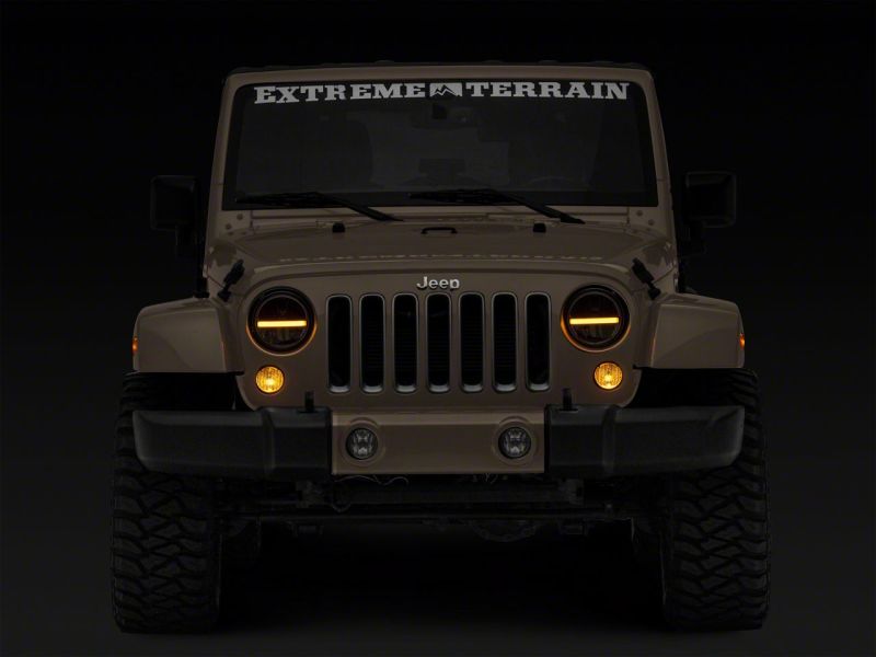 Raxiom for 1997-2018 Jeep Wrangler TJ & JK Axial 7-In LED Headlights w/ DRL - Black Housing (Clear Lens) - Image 8