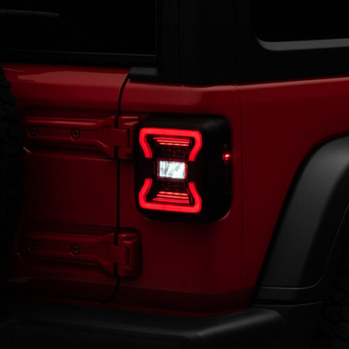 Alternative view of Raxiom for 2018-2022 Jeep Wrangler JL LED Tail Lights- Black Housing - Red Lens