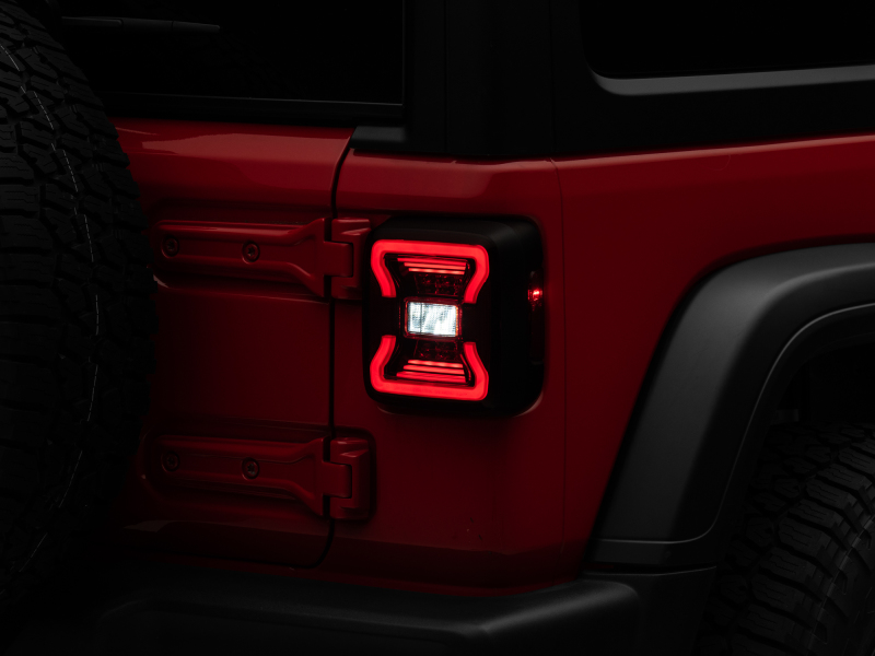 Raxiom for 2018-2022 Jeep Wrangler JL LED Tail Lights- Black Housing - Red Lens - Image 2