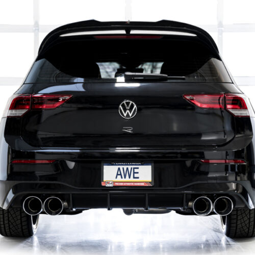 AWE Tuning Track Edition Quad Exhaust - Chrome Silver Tips for MK8 Volkswagen Golf R 3in - Image 4