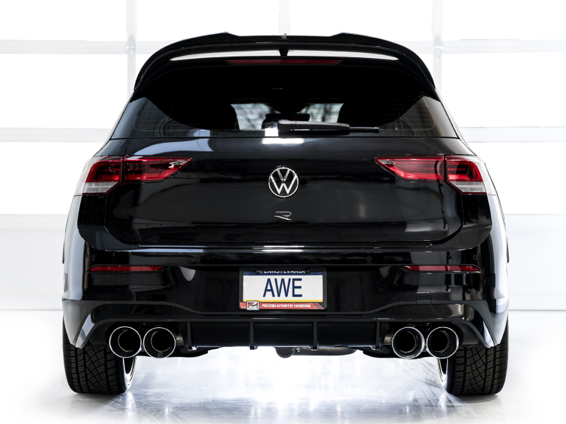 AWE Tuning Track Edition Quad Exhaust - Chrome Silver Tips for MK8 Volkswagen Golf R 3in - Image 4