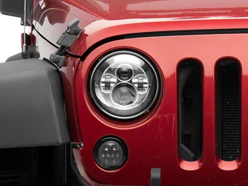 Raxiom for 1997-2018 Jeep Wrangler TJ/JK Axial Series LED Daymaker Headlights- Chrome Housing (Clear Lens) - Image 2