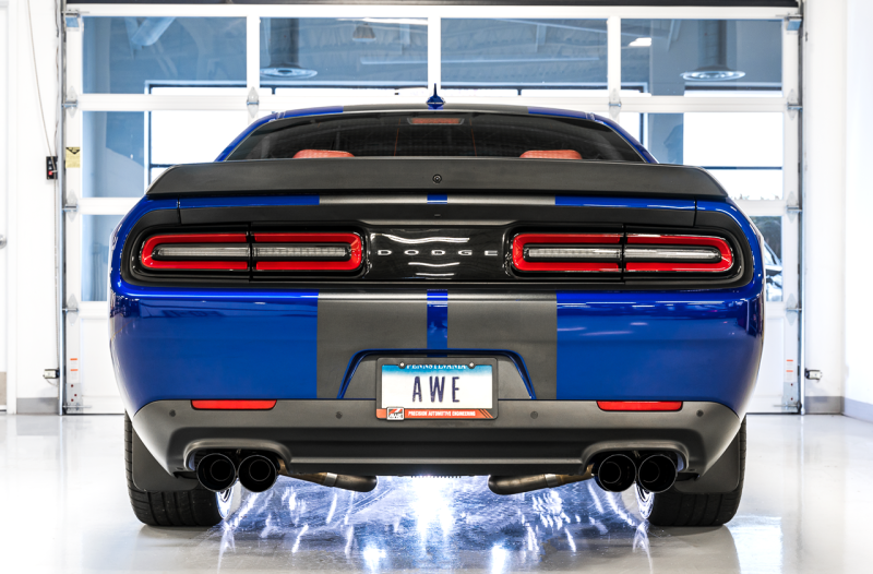 AWE Tuning Touring Edition Exhaust - Quad Black Tips for 2015+ Dodge Challenger 6.4L/6.2L Non-Resonated - Image 3