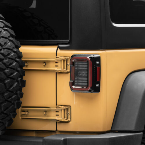 Raxiom for 2007-2018 Jeep Wrangler JK Axial Series LED Halo Tail Lights- Black Housing (Dark Smoked Lens) - Image 7