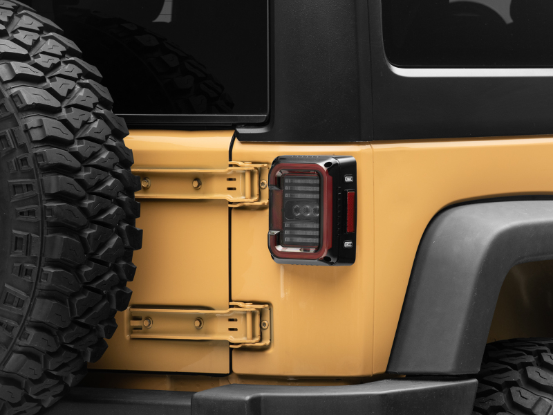 Raxiom for 2007-2018 Jeep Wrangler JK Axial Series LED Halo Tail Lights- Black Housing (Dark Smoked Lens) - Image 7