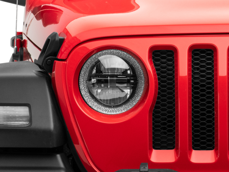 Raxiom for 2018-2022 Jeep Wrangler JL/JT Axial 9-Inch LED Headlights w/RGB Halo- Black Housing (Clear Lens) - Image 8