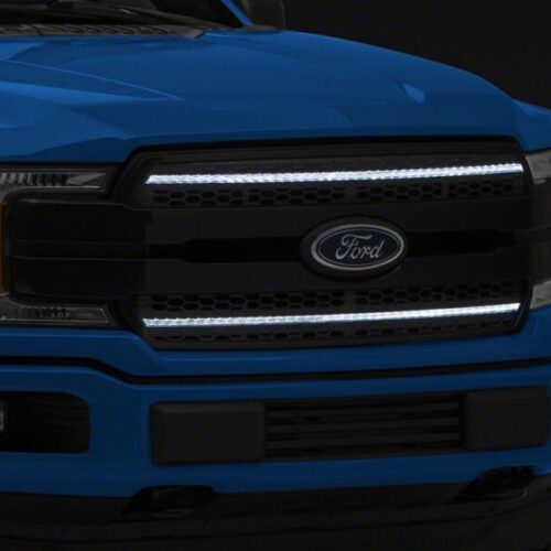 Raxiom for 2018-2020 Ford F-150 CXR Series LED Upper Replacement Grille with White DRL- Black - Image 2