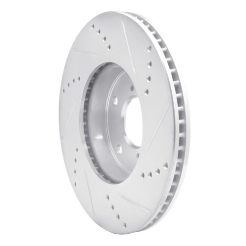 R1 Concepts for 16-25 Honda Civic Coupe Front Left Drilled & Slotted Silver Brake Rotor - Image 4
