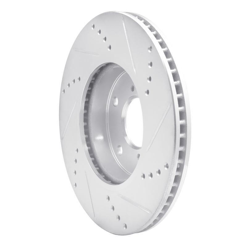 R1 Concepts for 16-25 Honda Civic Coupe Front Left Drilled & Slotted Silver Brake Rotor - Image 4