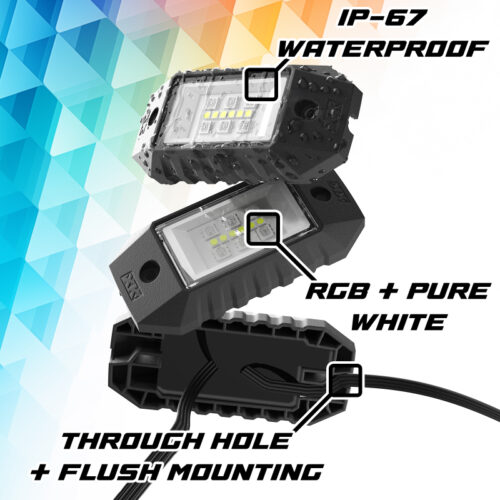 Alternative view of XK Glow RGBW 4pc Addressable LED Rock Light Kit