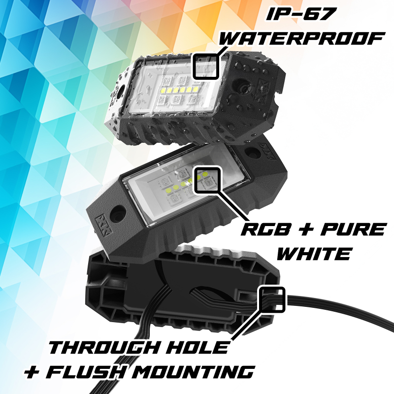 XK Glow RGBW 4pc Addressable LED Rock Light Kit - Image 2