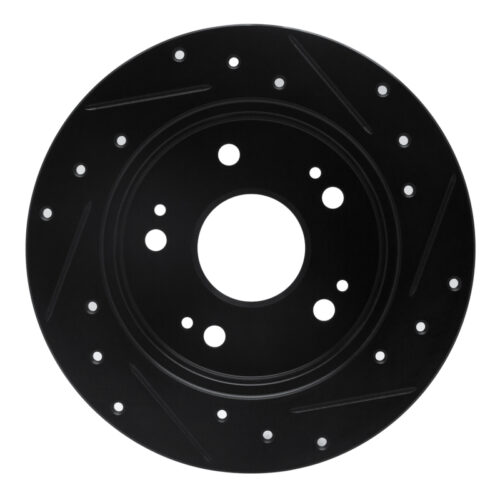 R1 Concepts for 97-15 Acura ILX Rear Left Drilled & Slotted Black Brake Rotor - Image 5