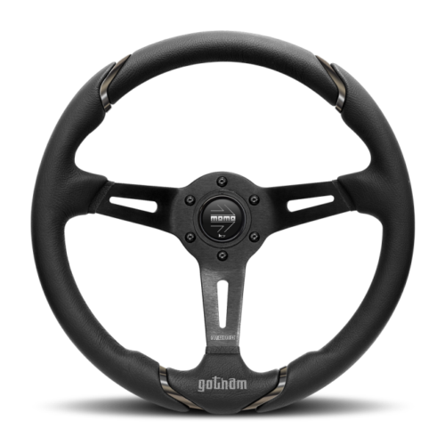 Momo GOT35BK0B Gotham Steering Wheel 350 mm - Black Leather/Black Spokes
