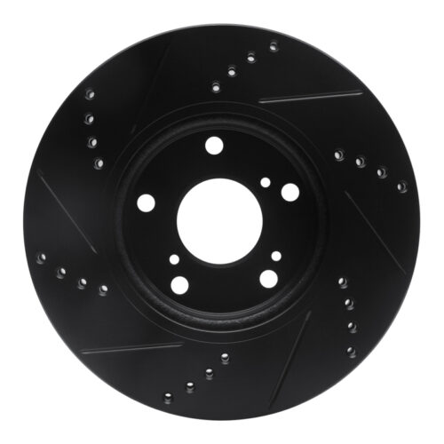 R1 Concepts for 2016-2025 Honda Civic Coupe Front Right Drilled & Slotted Black Brake Rotor - Image 5