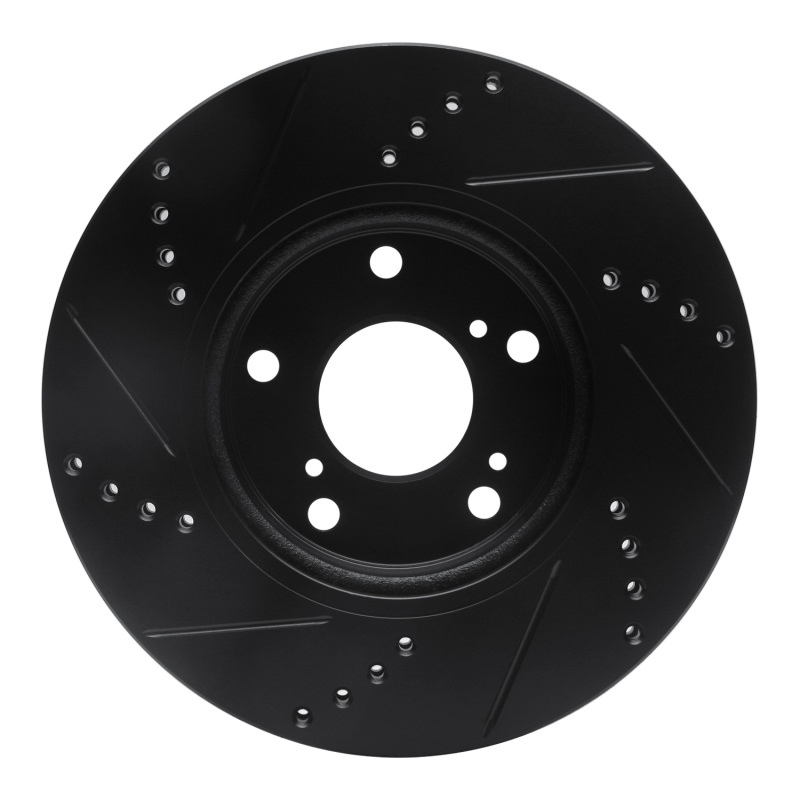 R1 Concepts for 2016-2025 Honda Civic Coupe Front Right Drilled & Slotted Black Brake Rotor - Image 5