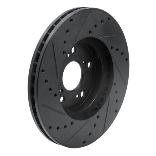 R1 Concepts for 04-14 Acura TSX Front Right Drilled & Slotted Black Brake Rotor - Image 4