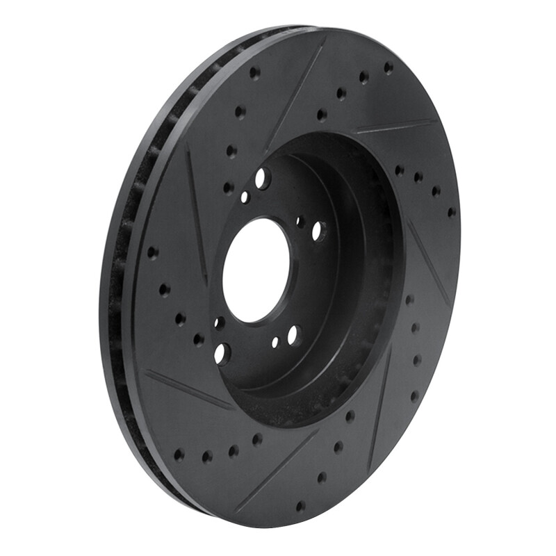 R1 Concepts for 04-14 Acura TSX Front Right Drilled & Slotted Black Brake Rotor - Image 4
