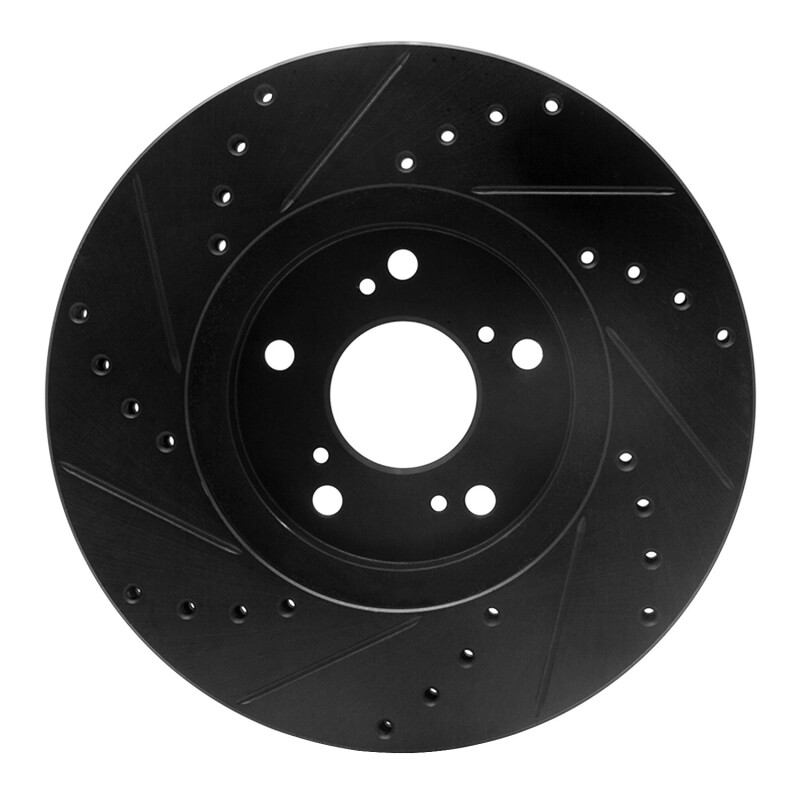 R1 Concepts for 04-14 Acura TSX Front Right Drilled & Slotted Black Brake Rotor - Image 5