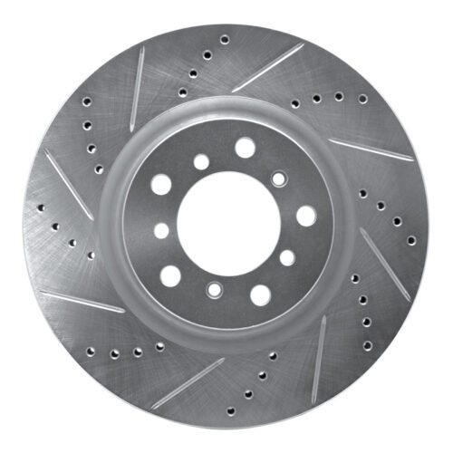 R1 Concepts for 2001-2006 BMW M3 Right Front Drilled & Slotted Silver Brake Rotor