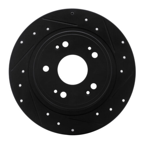 R1 Concepts for 05-17 Honda Accord Rear Right Drilled & Slotted Black Brake Rotor