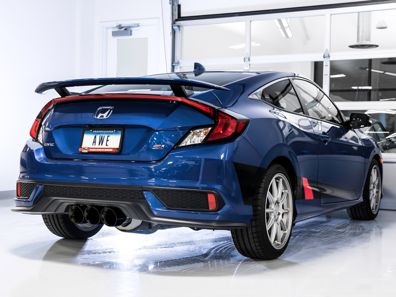 AWE Tuning Touring Edition Exhaust w/Front Pipe & Triple Diamond Black Tips for 2016+ Honda Civic Si - Image 4