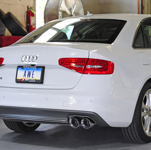 Alternative view of AWE Tuning Track Edition Exhaust - Chrome Silver Tips (102mm) for Audi B8.5 S4 3.0T