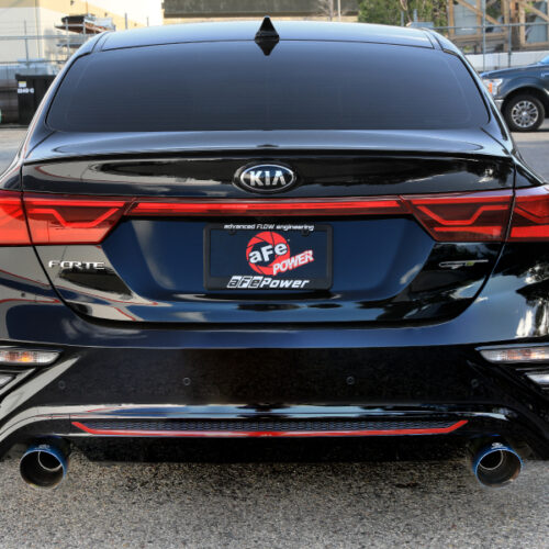 aFe Power Takeda 20-21 Kia Forte GT 1.6L (t) 3in to 2.5in SS Axle-Back Exhaust System w/ Blue Flame Tips - Image 6