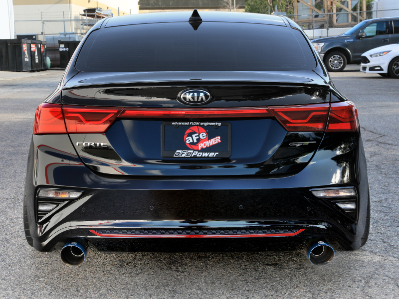 aFe Power Takeda 20-21 Kia Forte GT 1.6L (t) 3in to 2.5in SS Axle-Back Exhaust System w/ Blue Flame Tips - Image 6