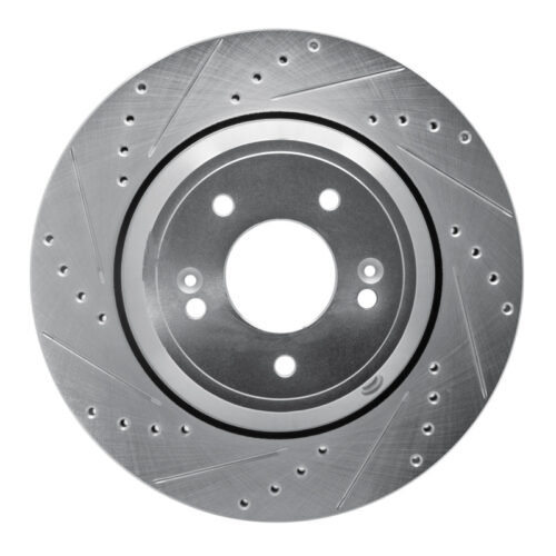 R1 Concepts for 18-23 Genesis G80 Rear Left Drilled & Slotted Silver Brake Rotor