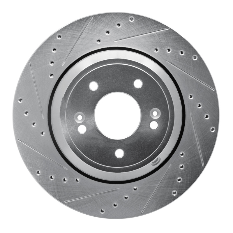 R1 Concepts for 18-23 Genesis G80 Rear Left Drilled & Slotted Silver Brake Rotor