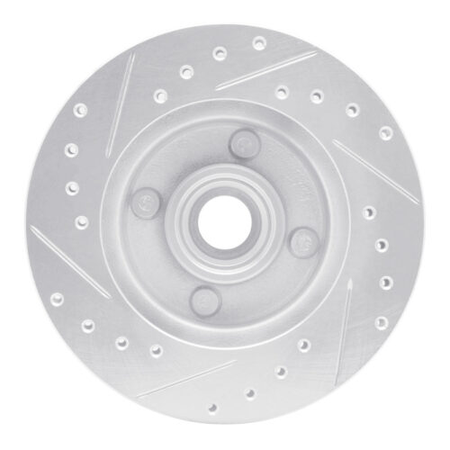 R1 Concepts for 78-93 Ford Granada Front Right Drilled & Slotted Silver Brake Rotor - Image 5