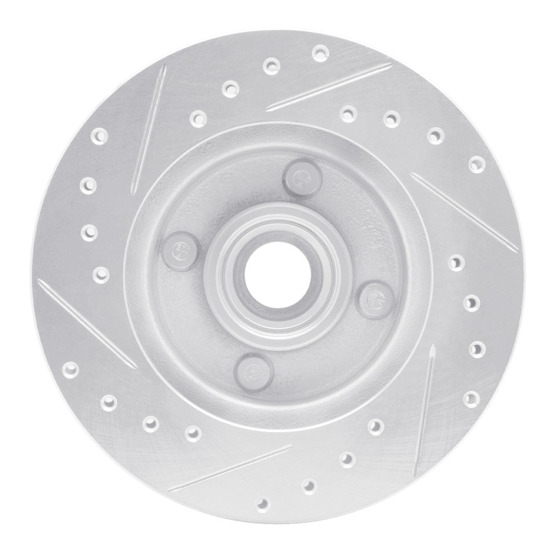 R1 Concepts for 78-93 Ford Granada Front Right Drilled & Slotted Silver Brake Rotor - Image 5