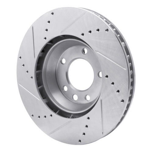 R1 Concepts for 03-15 Audi Q7 Left Front Drilled & Slotted Silver Brake Rotor - Image 4