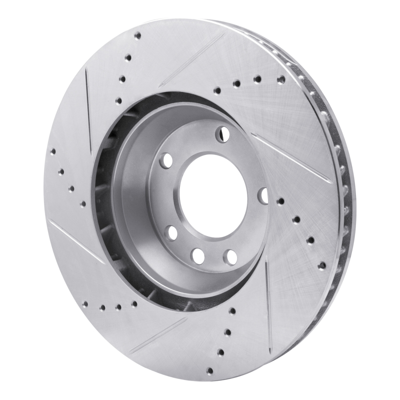 R1 Concepts for 03-15 Audi Q7 Left Front Drilled & Slotted Silver Brake Rotor - Image 4