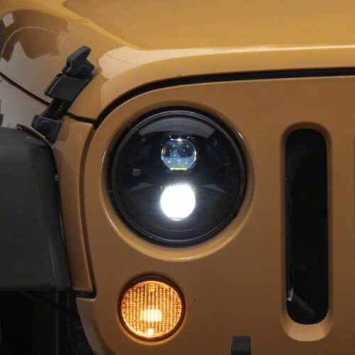 Raxiom for 2007-2018 Jeep Wrangler JK Axial Series DB1 LED Headlights- Black Housing- Clear Lens