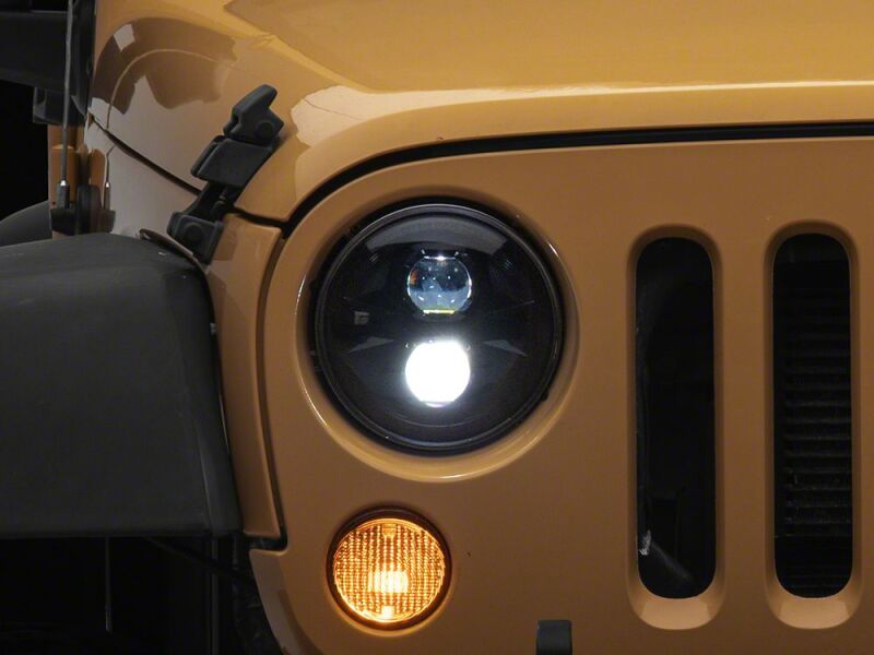 Raxiom for 2007-2018 Jeep Wrangler JK Axial Series DB1 LED Headlights- Black Housing- Clear Lens