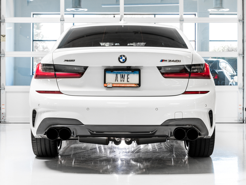 AWE Tuning Touring Edition Exhaust - Quad Diamond Black Tips for 2019+ BMW M340i (G20) Resonated - Image 6