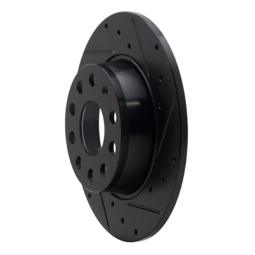 R1 05-25 Audi A3 Sportback E-Tron Rear Right Drilled & Slotted Black Brake Rotor - Image 2