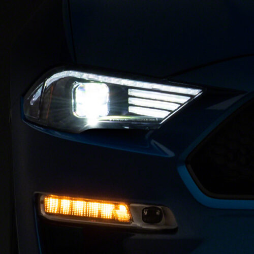 Raxiom for 2018-2023 Ford Mustang GT EcoBoost LED Projector Headlights- Black Housing (Clear Lens)
