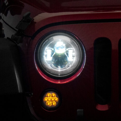 Raxiom for 1997-2018 Jeep Wrangler TJ/JK Axial Series LED Daymaker Headlights- Chrome Housing (Clear Lens)