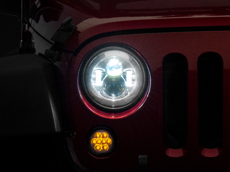Raxiom for 1997-2018 Jeep Wrangler TJ/JK Axial Series LED Daymaker Headlights- Chrome Housing (Clear Lens)