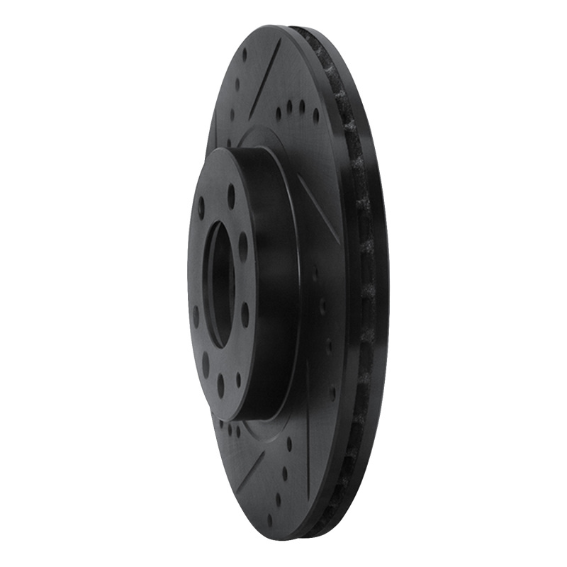 R1 Concepts for 06-15 Mazda MX-5 Miata Front Left Drilled & Slotted Black Brake Rotor - Image 2