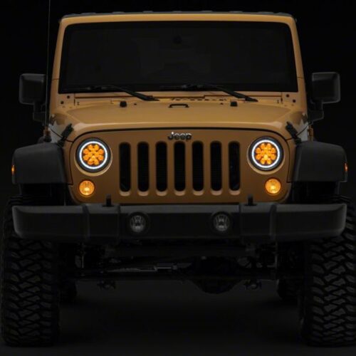 Raxiom for 2007-2018 Jeep Wrangler JK Axial Spider LED Headlights w/Angel Eye Halo- Blk Housing (Clear Lens) - Image 3