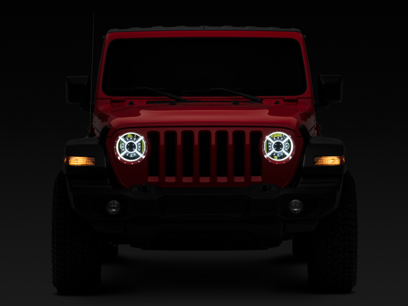 Raxiom for 2018-2022 Jeep Wrangler JL/ JT 9-Inch LED Headlights w/ DRL and Halo- Black Housing (Clear Lens) - Image 10